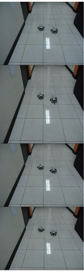 Gambar 9. Pergerakan Dua Robot NXT  Mindstorms Formasi Berdampingan 