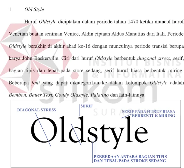 Gambar 3.1 Contoh Huruf Goudy Oldstyle, Kategori Oldstyle  Sumber: (Kusrianto, 2007 : 202) 