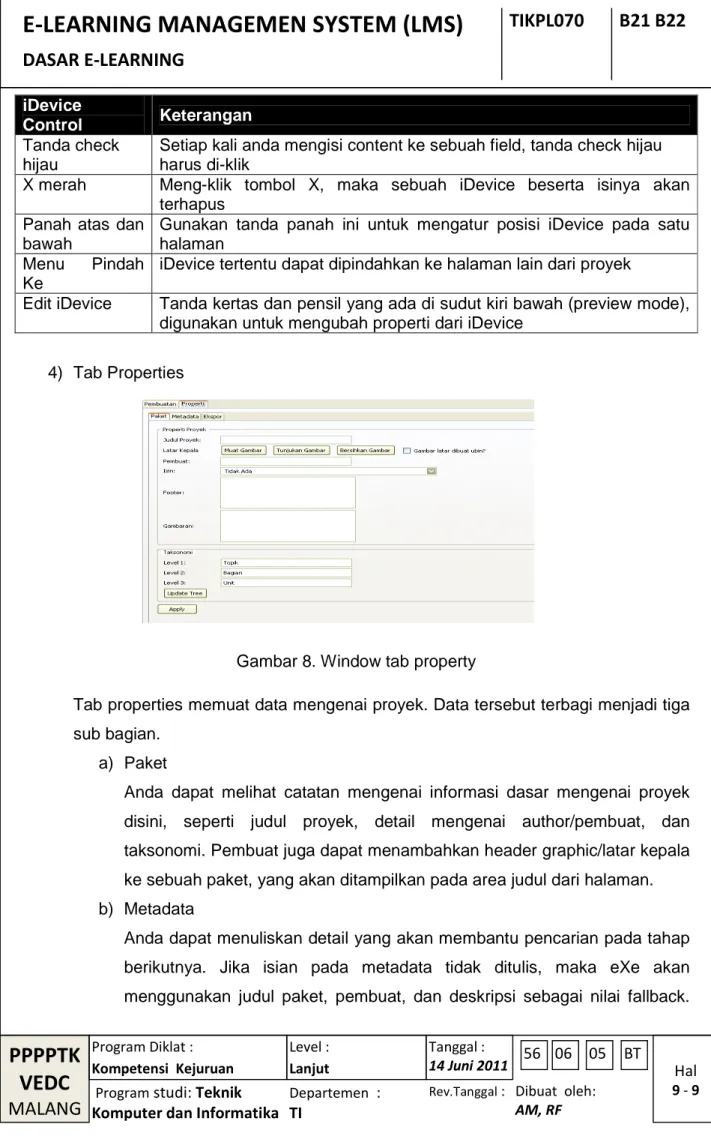 Gambar 8. Window tab property 