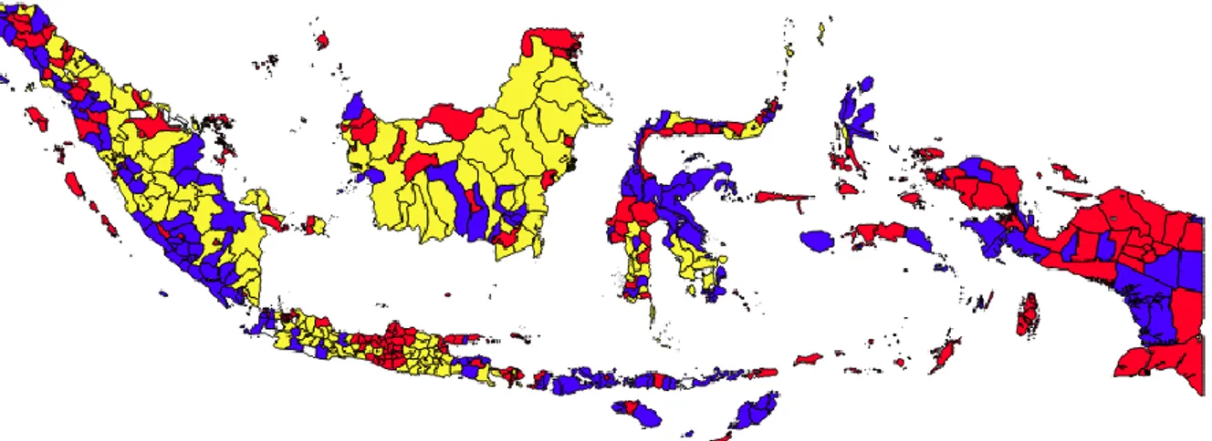 Gambar 7 Hasil pengelompokan Kabupaten/Kota di Indonesia 