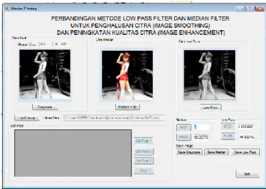 Gambar 4.24 Hasil dari MSE dan PSNR setelah proses Brightness +20  dengan Metode Median Filter dan  Low Pass Filter format PNG 