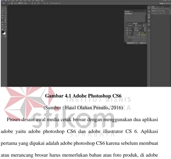 Gambar 4.1 Adobe Photoshop CS6  (Sumber : Hasil Olahan Penulis, 2016) 