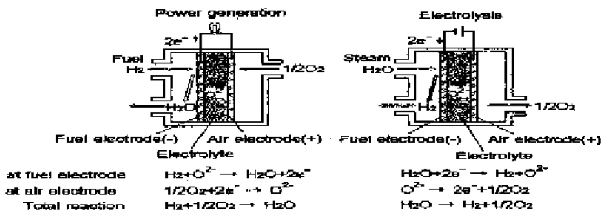 Gambar 4.  Prinsip electrolysis uap temperatur tinggi.