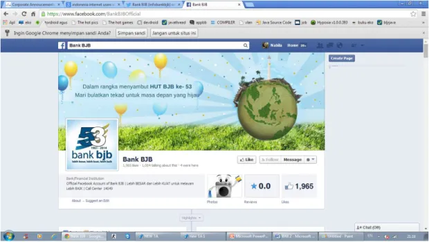 Gambar 3.6 Facebook Bank bjb  Sumber : https://www.facebook.com/bankBJBOfficial 