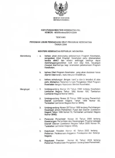 Keputusan Menteri Kesehatan Republik Indonesia Nomor 469/MENKES/SK/IV ...