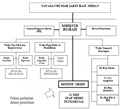 Gambar 4.1.  Diagram Struktur Organisasi RS. Haji  Medan mengikuti pola pikir Hospital Bylaws