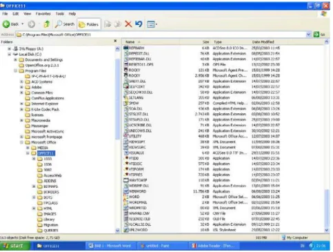 Gambar 4. Akses MS Word dari Windows Explorer  5)  Melalui Search 