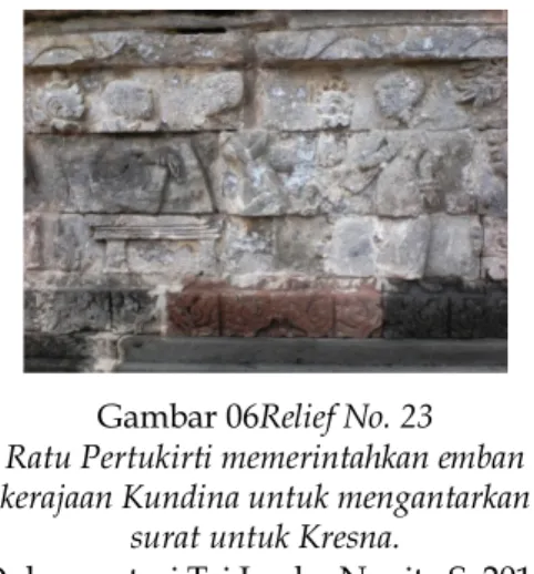 Gambar 06Relief No. 23  Ratu Pertukirti memerintahkan emban  kerajaan Kundina untuk mengantarkan 