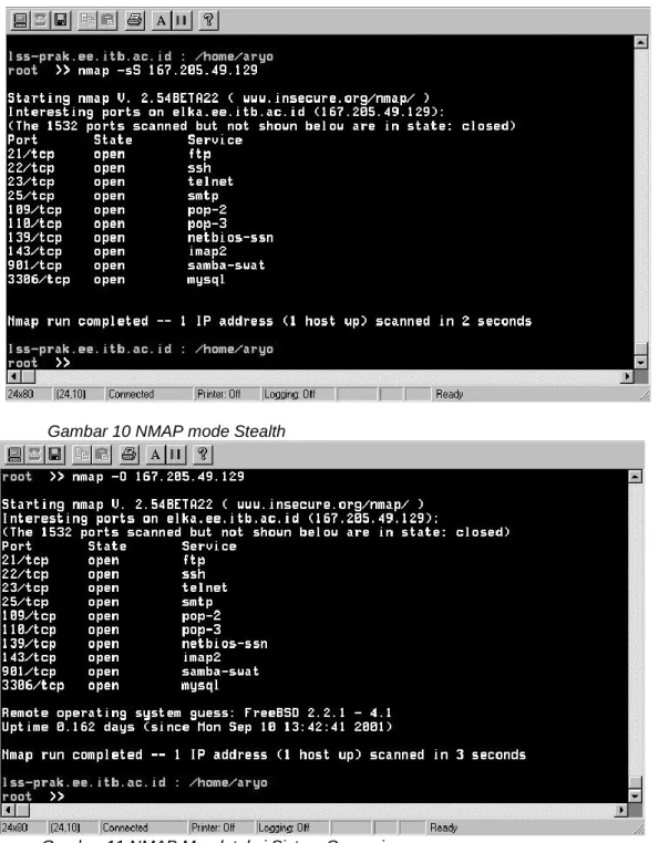 Gambar 10 NMAP mode Stealth 