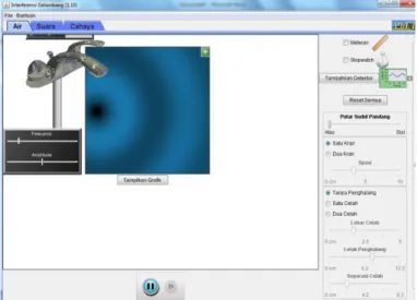 Gambar 2. Tampilan Simulasi Interferensi Gelombang  c.  Program Simulasi Multimedia Interaktif Gelombang Tegak 