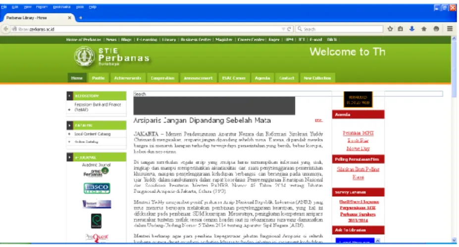 Gambar 5.Website Perpustakaan STIE Perbanas Surabaya  Simpulan 