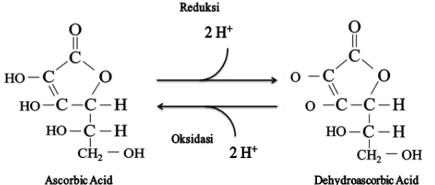 Gambar 2.1.4.2. Reaksi reduksi dan oksidasi asam askorbat  (Szent-Györgyi, 1937) 