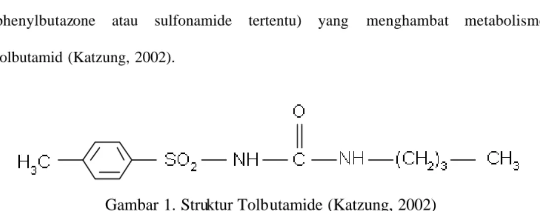 Gambar 1. Struktur Tolbutamide (Katzung, 2002)  b.  Biguanid 