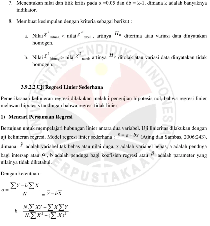 tabel  ,  artinya  H 0   diterima  atau  variasi  data  dinyatakan  homogen. 