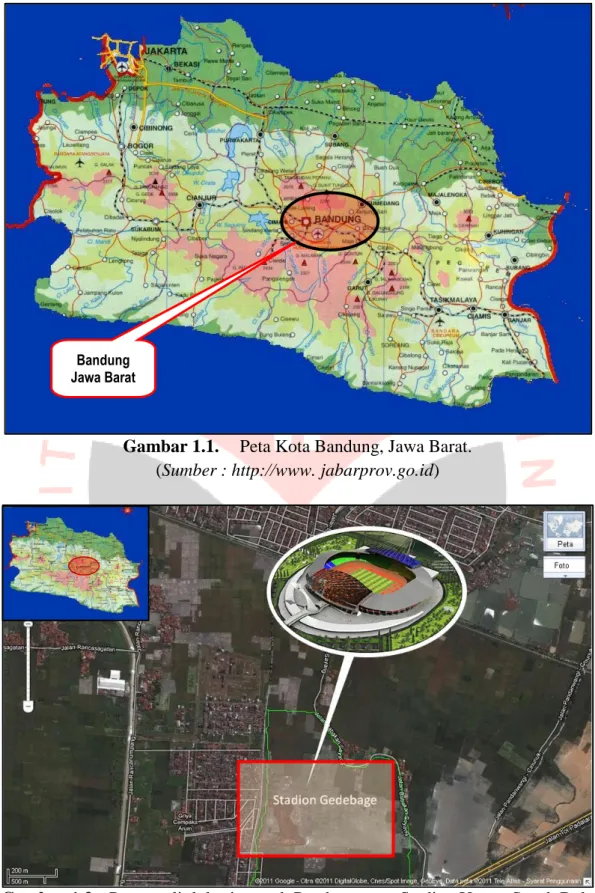 Gambar 1.1.  Peta Kota Bandung, Jawa Barat. 
