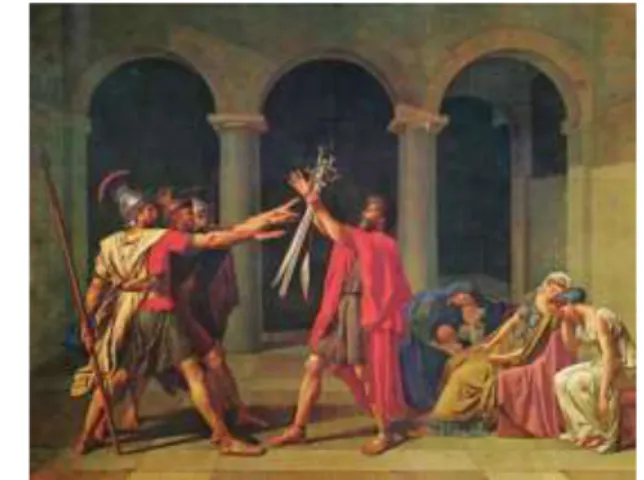 Gambar 4 : “Oath of Horatii” Jaquez David, 1774  Sumber :  http://www.markijar.com