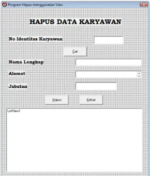 Gambar 3.21 Rancangan tampilan Form Penghapusan Data Karyawan 