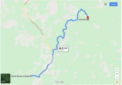 Gambar 1. Google Map dari Kampus ke Lokasi Pengabdian 