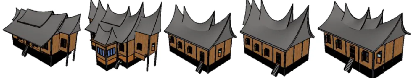 Gambar 9.  Denah Rumah Gadang raja (kiri), Denah Rumah Gadang rakyat (kanan). 