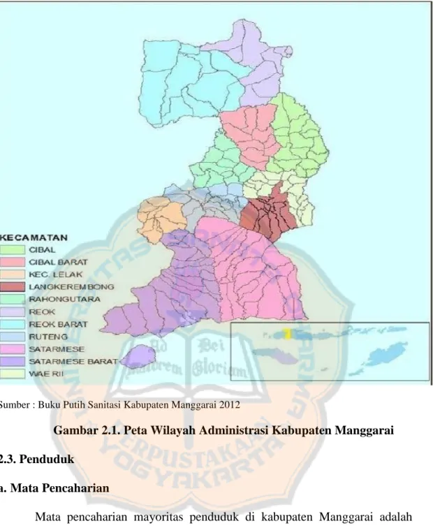 Gambar 2.1. Peta Wilayah Administrasi Kabupaten Manggarai  2.3. Penduduk 