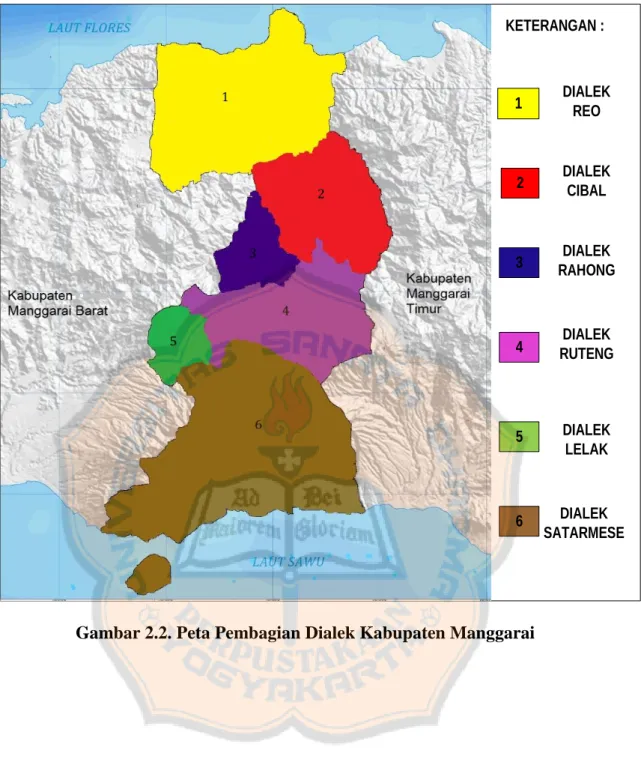 Gambar 2.2. Peta Pembagian Dialek Kabupaten Manggarai 