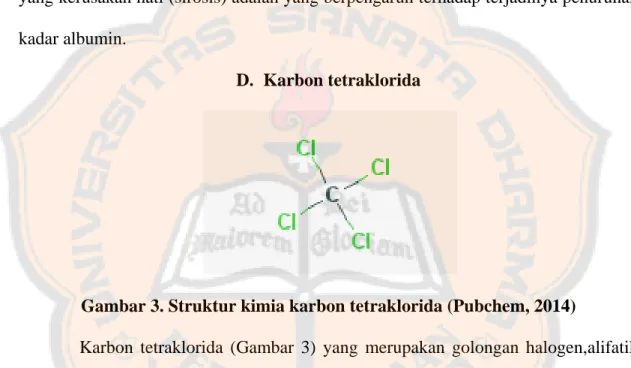 Gambar 3. Struktur kimia karbon tetraklorida (Pubchem, 2014) 