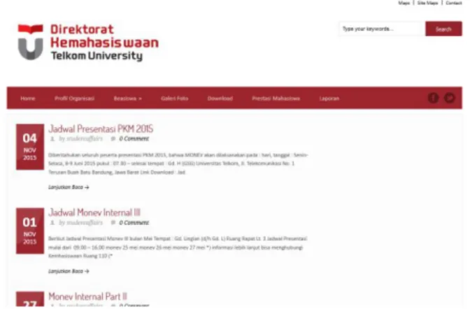Gambar 1.5 Capture Website Student Affairs Halaman PKM  Sumber: Direktorat Kemahasiswaan, 