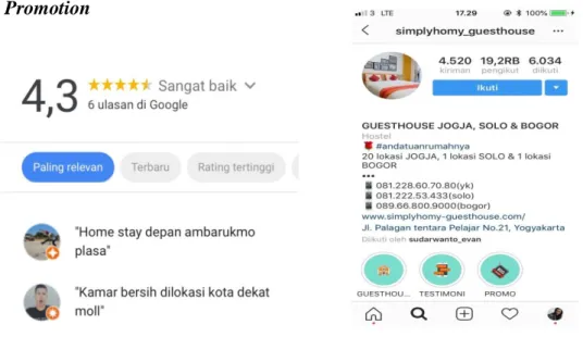 Gambar 4.1 Bukti Promosi Simply Homy Guest House Yogyakarta         (Sumber instagram : @simplyhomy_guesthouse dan website) 