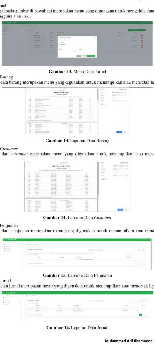 Gambar 13. Menu Data Jurnal  h.  Laporan Data Barang 