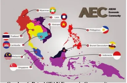 Gambar 6. Peta ASEAN Economic Community   (Sumber : Buku Siswa Kelas 6 Tema 5 hal 66 ) 