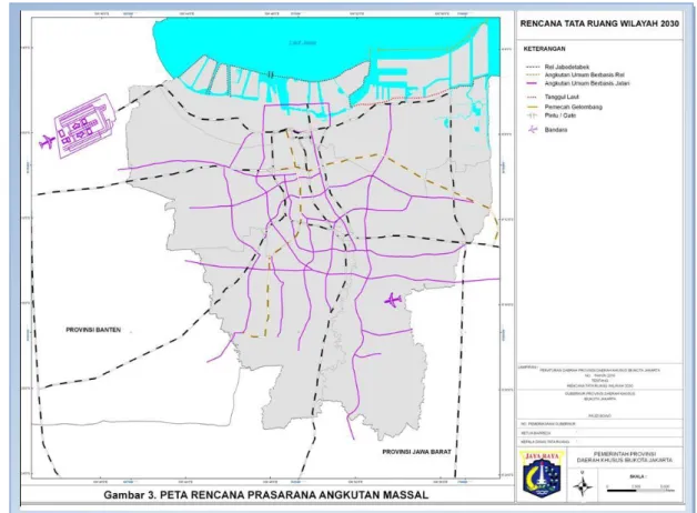 Gambar 2.  Peta Rencana Prasarana Angkutan Masal DKI Jakarta 