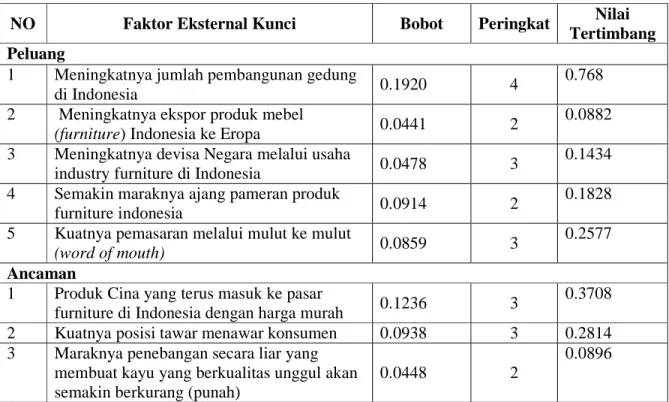 Tabel 4.3 matriks EFE 