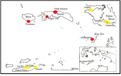 Gambar I. Peta Situs Lukisan Cadas di Maluku dan Sekitarnya Pulau Seram