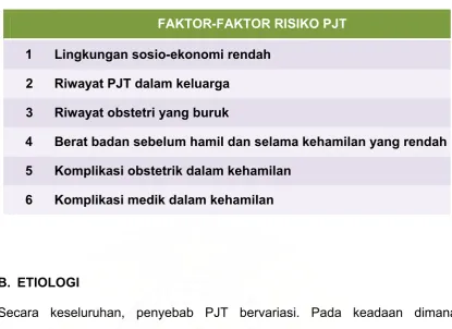 Tabel 2 . Faktor-Faktor Risiko PJT dikutip dari 15 