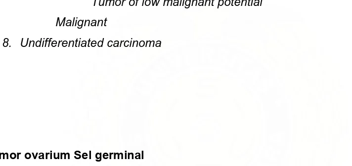 Tabel 2.4. Jenis Tumor Ovarium Sel Germinal Menurut Histologinya2,32 