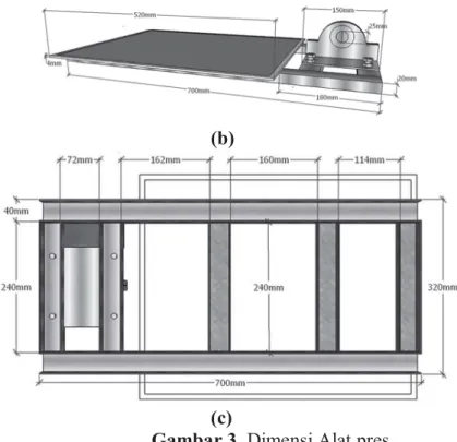 Gambar 3. Dimensi Alat pres 