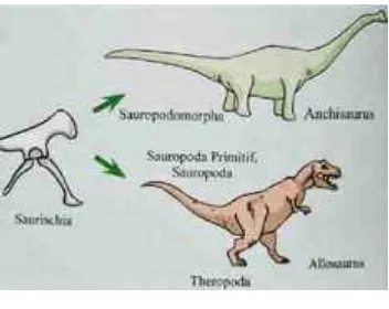 Gambar II.8 Bentuk Brachiosauru dan Allosaurus 