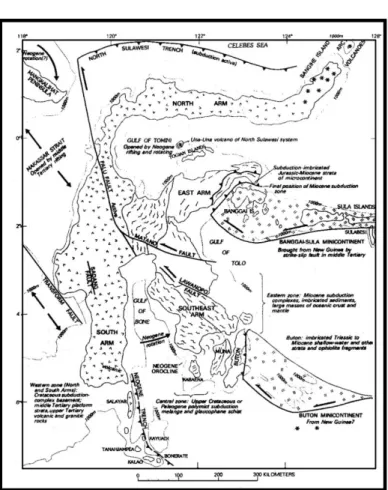 Gambar 2. 2 Struktur utama di Sulawesi, Hamilton (1979) 