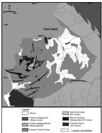 Gambar 1. Peta geologi regional Jampang dan Balekambang (Sukamto, 1975) 