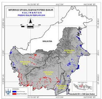 Gambar 7: Daerah Rawan Banjir di Sumatera, Februari 2008  Figure 6: Areas Prone to Flood in Sumatera, February 2008 