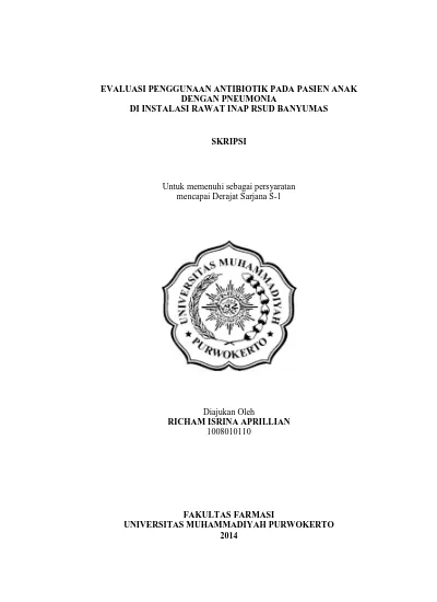 EVALUASI PENGGUNAAN ANTIBIOTIK PADA PASIEN ANAK DENGAN PNEUMONIA DI ...