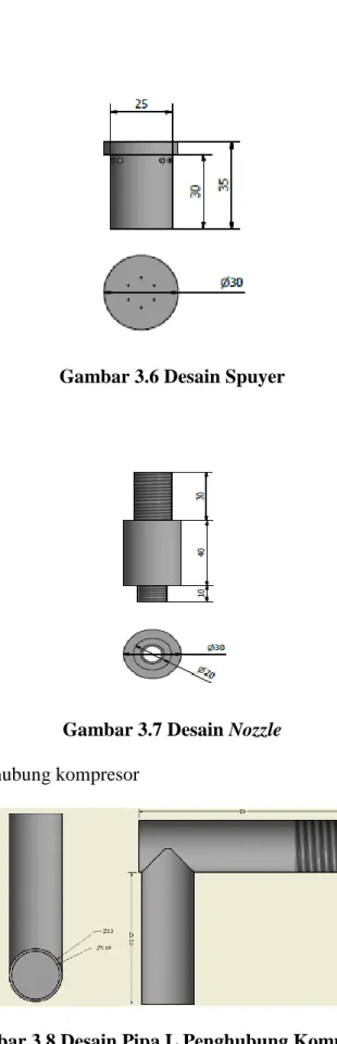 Gambar 3.6 Desain Spuyer  d.  Nozzle 