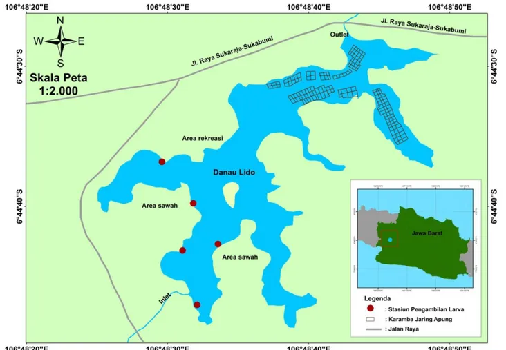 Gambar 1  Peta lokasi pengambilan sampel Chironomida.