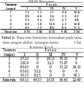 Tabel 3. Diameter batang tanaman sengon di lokasi  HKM Waesamu.