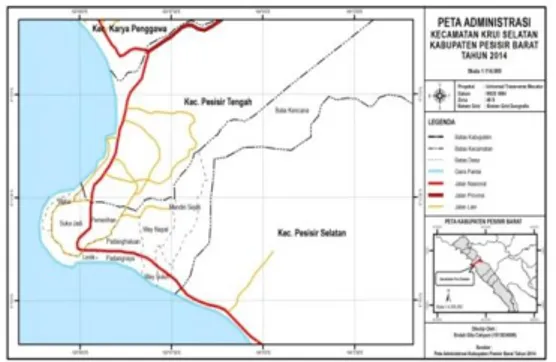 Tabel 2.luas lahan Kecamatan Krui Selatan  menurut pengunaan lahan tahun 2014 