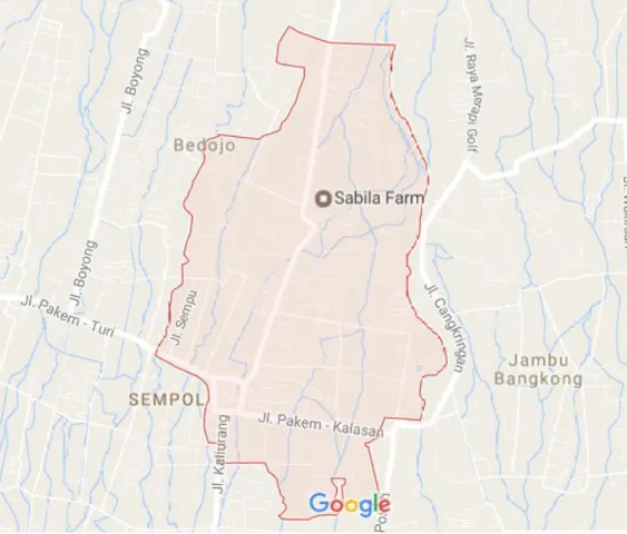 Gambar 2. Denah Lokasi Sabila Farm (Sumber: Google maps) 