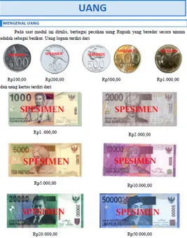 Gambar 7 Ilustrasi dalam bahan ajar topik bahasan uang 