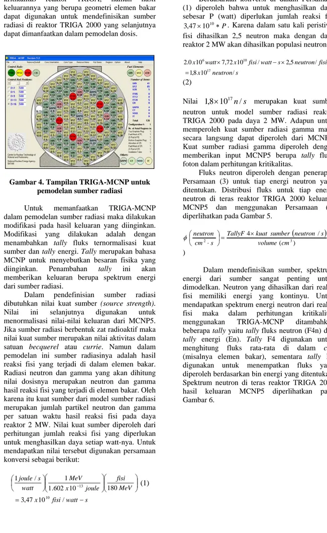 Gambar 4. Tampilan TRIGA-MCNP untuk  pemodelan sumber radiasi 