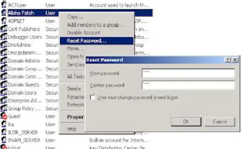 Tab  General  dan  Account  account  menyediakan  fasilitas  untuk  mengganti  Nama  dan  Logon  Name  seorang  pengguna