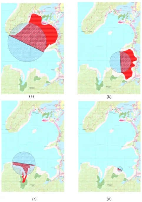 Gambar 5. Visualisasi pengujian kriteria teluk di wilayah (a) 